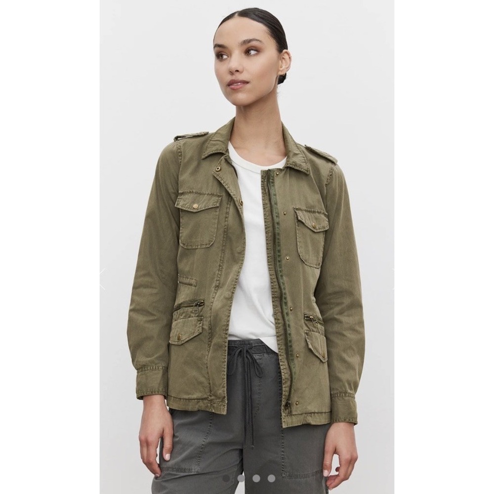 Lily Aldridge For Velvet by Graham & Spencer Forest Green Field Jacket Sz P Sm